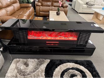 Black TV Stand Fireplace & Bluetooth speakers