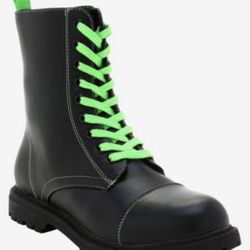 Black And Green Combat Boots-Size 6