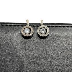 Diamond And Silver Circle Earrings