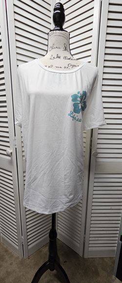 White and teal Life's a Beach tee