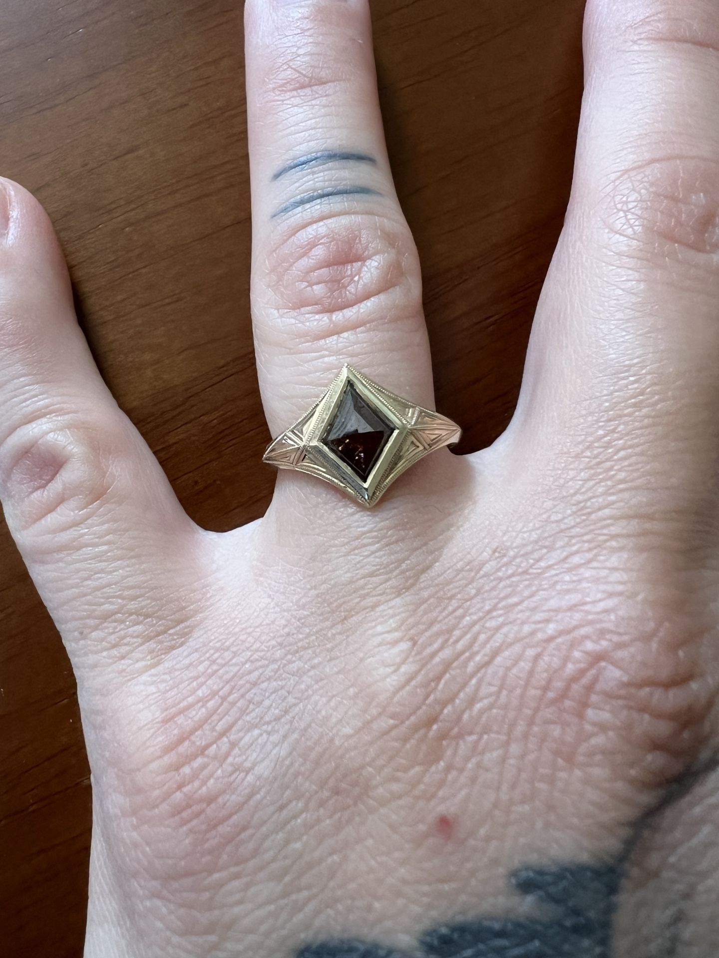 14k Gold 1ct Cognac Diamond Engagement ring