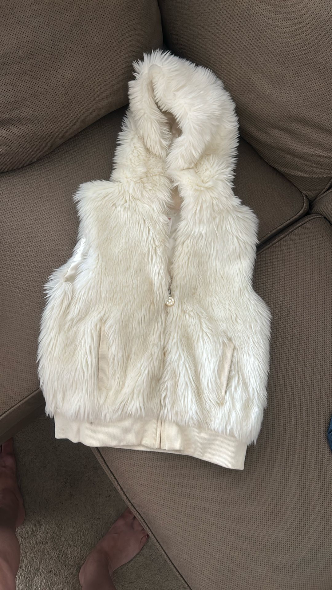 Gymboree Winter Snowflake Ivory Faux Fur Hooded Vest