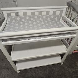 Rolling White Changing Baby Table Cart