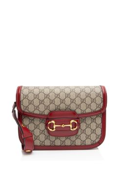Authentic Gucci Horsebit 1955 Medium Shoulder Bag GG Supreme Red Leather