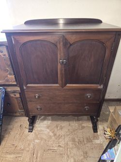 Vintage Wood Armoir With Cedar Drawers