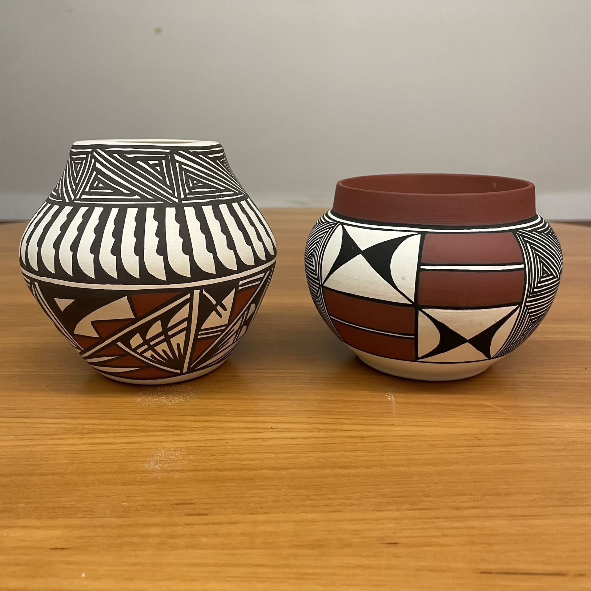 Acoma Pueblo Hand-Painted Pottery Jars Pair - Many More Items In Stock!