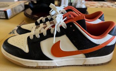 Nike Dunk Low Black White Orange Sneakers.  Size 10