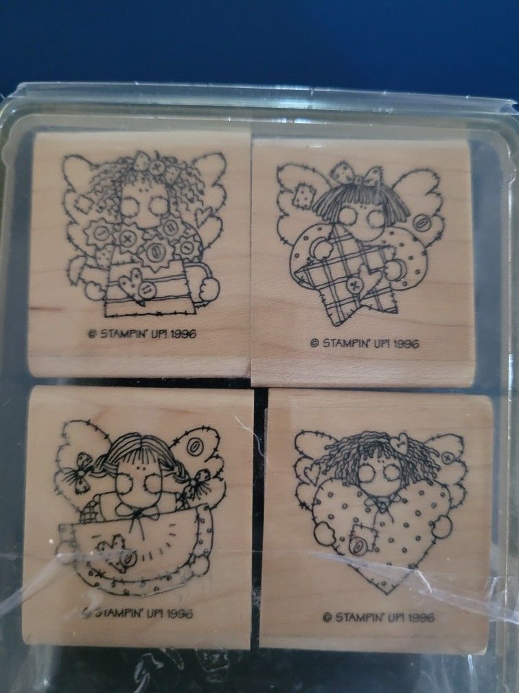 Wood Rubber Stamp Angel Face