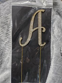 Letter Cake Topper. Gold Rhinestones 