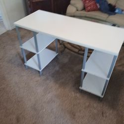 A  White Desk And Chair For Kids.
