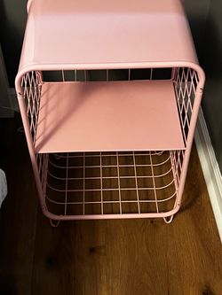 Pink Metal Wire Storage Cart with Shelves