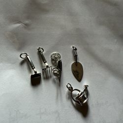 Silver 925 Charms Set Of 5 Gardening Tools