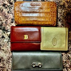 4 PC Designer Collection Wallet Lot - MIU MIU, FERRAGAMO, YSL, BALLY