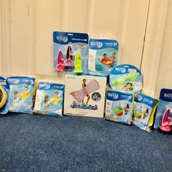 POOL FLOATERS , BEACH BALLS , GOGGLES ETC