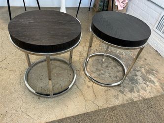 RESTORATION HARDWARE - Nicolas Oak Side Tables Round 18” Brown