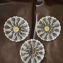 New Vintage Princess House Royal Highlights Lead Crystal Coasters Set of 3