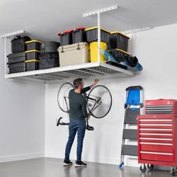 SafeRacks 4x8 Overhead Garage Storage Rack - White