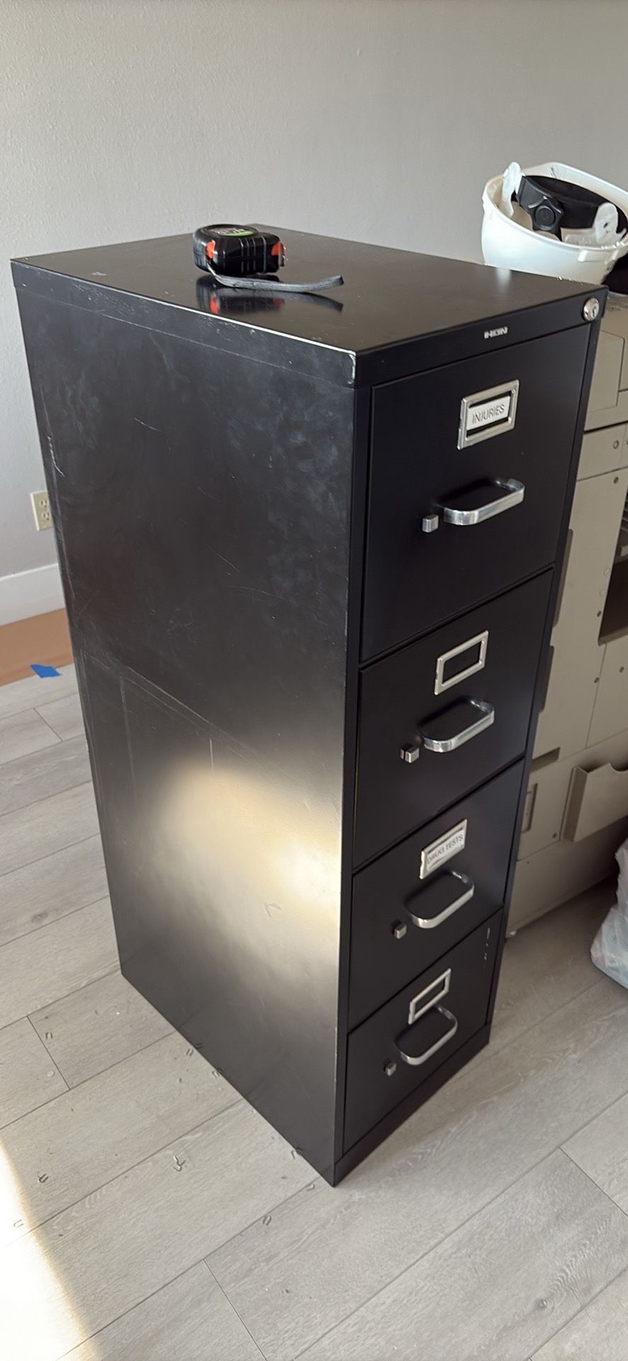 4-Drawer Black Metal Filing Cabinet