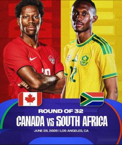 FIFA World
Cup R32
Canada vs
South Africa
- 1 ticket
Section 233
row 4