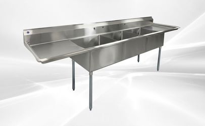 120 in Stainless Steel 3 Compartment sink NSF HN-C3T242412-24LR