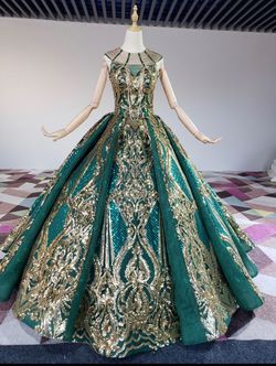 NEW Emerald Green And Gold Dress xs OBO