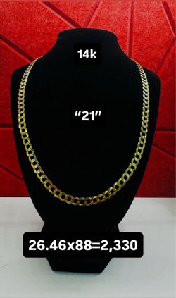 14K Gold Cuban Link Chain Necklace 21"
