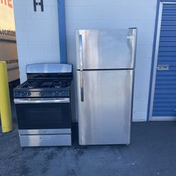 Stove Range And Refrigerator Stainless Steel Set / With Warranty 