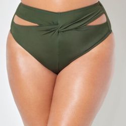 NEW Military Green Swimsuits For All Loop Cut Out High Leg Bikini Brief