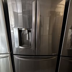 36” Black Stainless Steel LG French Door Refrigerator In Excellent Condition!
