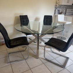 Round Glass top Table Set