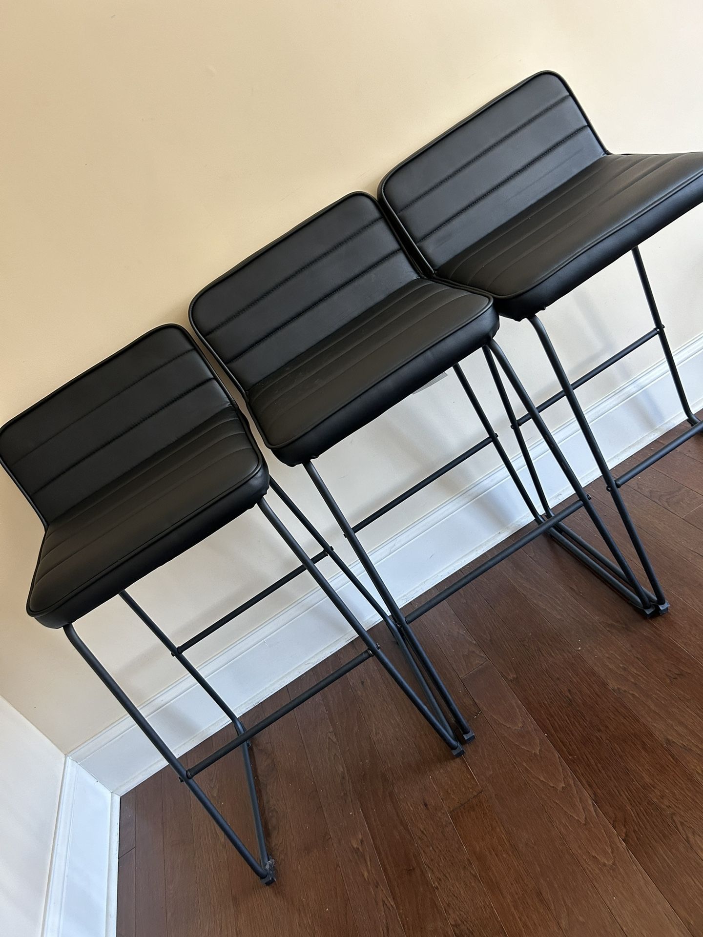 3 Leather Barstools  (wide)
