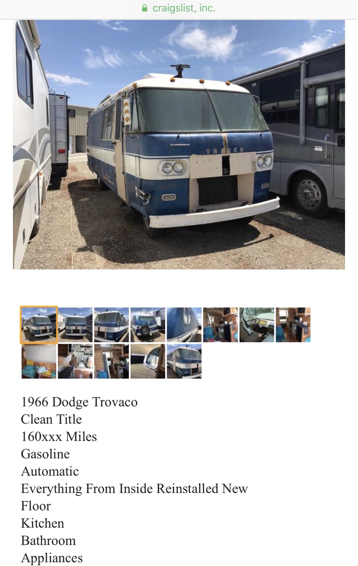 1966 Dodge Travco Motor Home $3500 Possibles Trades