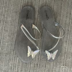 Clear Sandals With A Butterfly 