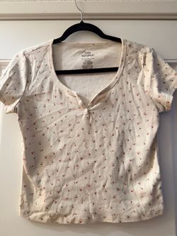 Pink Republic Cherry Print Henley Top