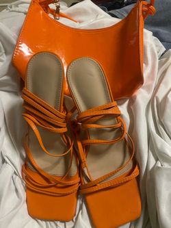 Orange Heels matching purse