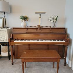 Upright Wood Piano with Matching Bench