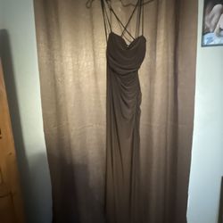 Brown Dress With High Slit In Front 