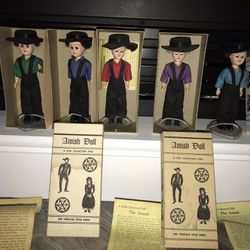 5 Antique Dolls Amish boys