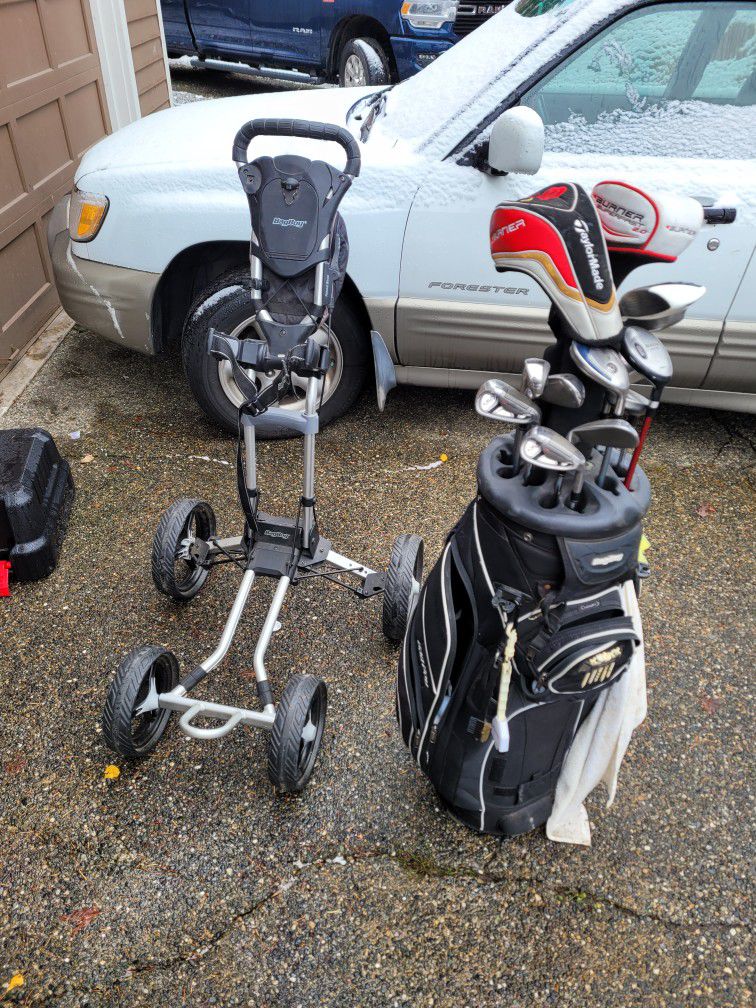 Golf Clubs And Cart