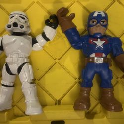 Lot of 2 Captain America and Storm Trooper Mega Mighties playskool