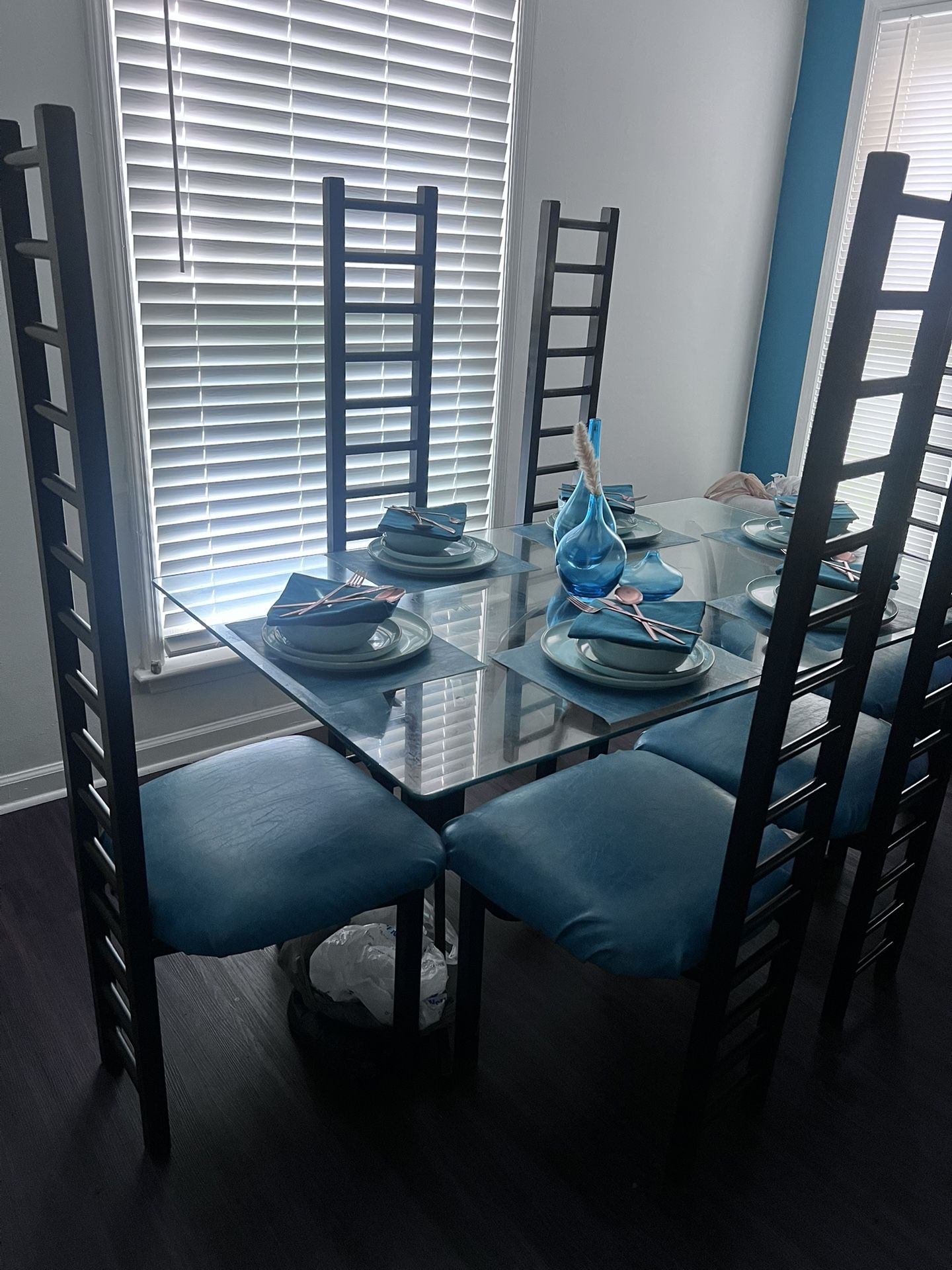 Glass Top Table w/ 6 Chairs