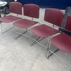 4 Red Vinyl Chairs