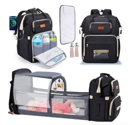 8 in 1 Baby Diaper Bag Backpack,Unique Toy Hanging Rod Large Capacity Baby Bags with Diaper Changing Station,Waterproof Diaper Bags for Boys Girls Tra
