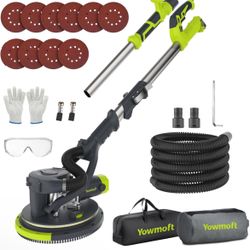 Drywall Sander with Vacuum Dust Collector, 880W Popcorn Ceiling Removal Tool with 5 Variable Speeds and LED Light, 1000W Electric Sander