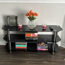 Black Glass Console Table 