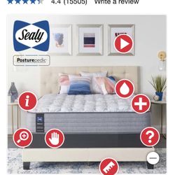  Sealy Posturepedic Carver 11” Firm or 13.5” Plush Mattress, Queen, Firm