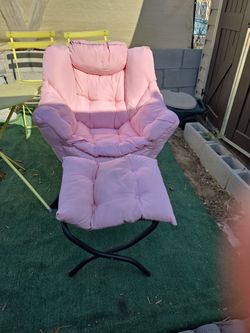 Small Pink Child's Chair With Foot Rest