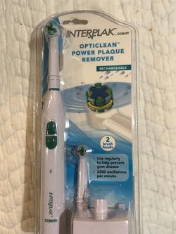 NEW Interplak Opticlean Power Plaque Remover w/2 Brush Heads- Rechargeable.