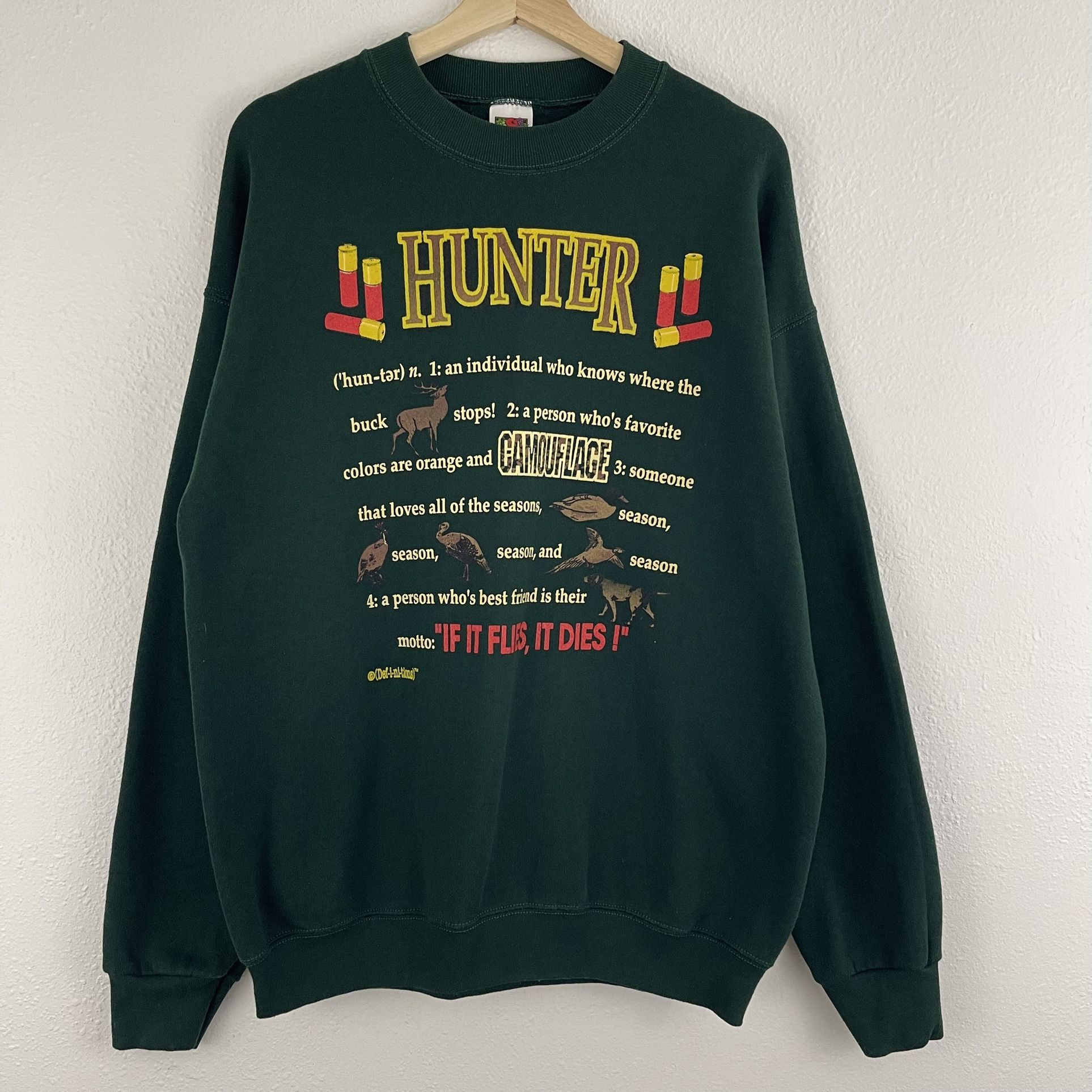 Vintage 90s Dark Green Hunter Definition Graphic Crewneck Pullover Sweatshirt