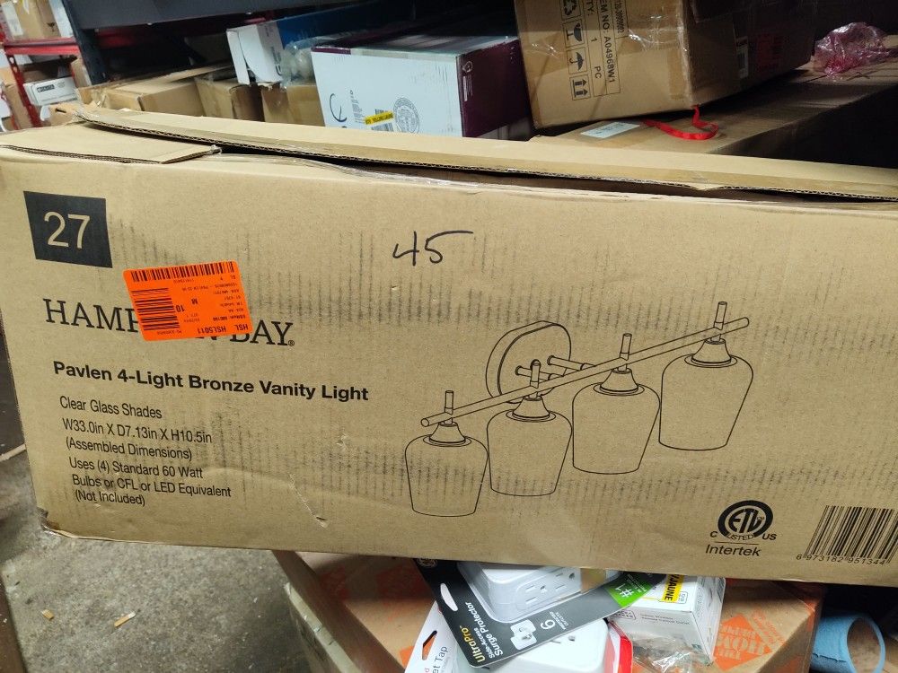 Hampton Bay Pavlen 4 Light Bathroom Vanity Light Fixture In Bronze